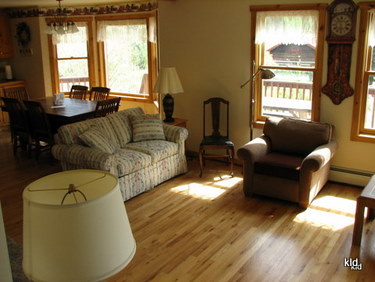 Elk cabin has a spacious kitchen/dining/living room.